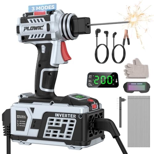 PLOWIC Portable Welding Machine:【2026 Next-Gen】110V Handheld Welder with Balanced Design, LCD Display & 3 Modes (MMA/Hot Start/Arc Force), 200A IGBT Inverter ARC Welder Gun Fits 1/16"-1/8" Rods, Gray - Image 1