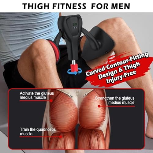 3rd Gen Thigh-Train 0-100 lbs Adjustable Resistance Inner Thigh Train Exercising Counter with Leg Straps Band Pelvic Floor Kegel Hip Exercise Workout Equipment Pilates Women Men (Black) - Thumbnail 4