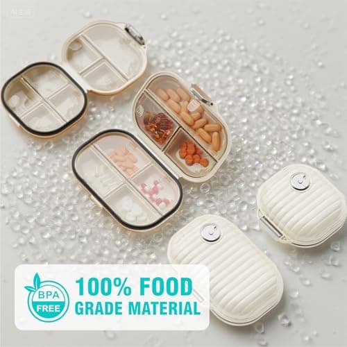COMTAR Personal Pill Organizer 2PACK- Medicine Pill Case with Medicine Tracker, Waterproof Pill Box, 7 Compartments, Foldable Design (White) - Thumbnail 5