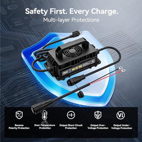 Power Queen 48V (58.4V) 18A LiFePO4 Battery Charger IP65 Waterproof Dustproof for 48V Lithium Battery, Smart Fast Charging Lithium Battery Charger for 48V Golf Cart, Boat and Home - Thumbnail 6
