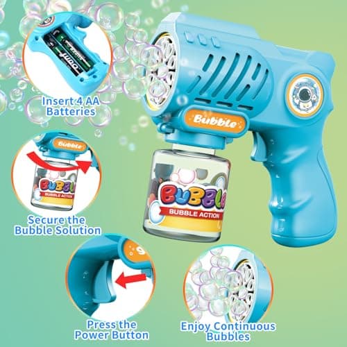 EagleStone Toys for 3+ Year Old Boys Girls, 2 Pack Bubble Gun Machine with Bubble Solution, Outdoor Toy for Kids Ages 4-8,Kids Toys for Ages 3-4 4-6 5-7, Birthday Gifts for 3 4 5 6 7 8 Year Old Boys - Thumbnail 6