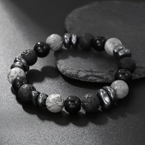 Class of 2026 Graduation Gifts,Beaded Bracelets for Men,Cool Graduation Bracelets for College/High School/Middle School/Masters Degree/8th Grade/5th Grade (labradorite+hematite+agate+lava stone) - Thumbnail 2