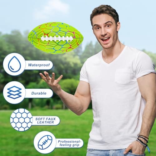Jasonwell Pool Beach Water Football - Strong Grip Waterproof Football for All-Weather Play Pool Toys Beach Games Outdoor Sports Lake Toy Christmas Birthday Gifts for Kids Boys Teens Adults (GN, No.6) - Thumbnail 2