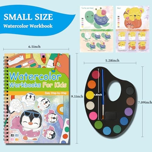 Kalysky Paint with Water Books for Kids Ages 2-4 4-8, Watercolor Coloring Book for Kids, Toddlers Watercolor Painting Book, Water Color Paint Set for Kindergarten Art Craft Drawing Gift - Thumbnail 2