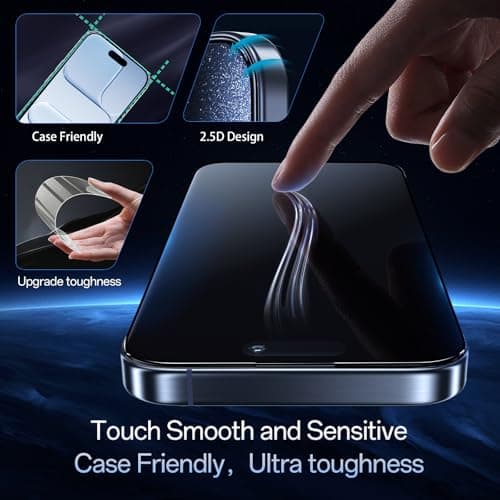 JESOHO Screen Protector for iPhone Air(6.5 inches) Blue Light Blocking, Anti-Reflective Shatterproof HD Tempered Glass with Easy Installation Tray,Touch Sensitive,9H,2 Pack - Thumbnail 6