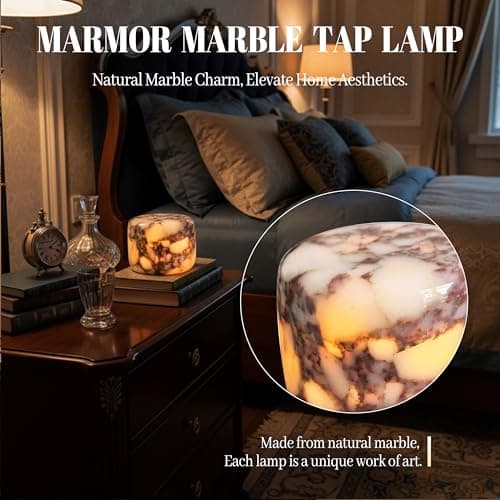 Marmor Marble Lamp Table Lamp Unique Stone lamp Type-C 3 Way Bedside Lamps Ambient Lighting for Bedroom Night Stands Small Night Light Decorative LED Warm Ambient Portable Lamps for Rechargeable - Thumbnail 2