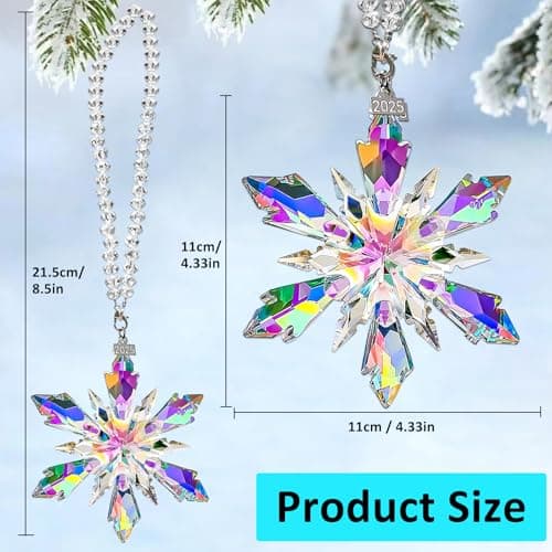 2025 Annual Edition Crystal Christmas Ornaments, Snowflake Star Ornaments for Christmas Tree, Beautiful Colorful Ornament Gifts for Family Friends - Thumbnail 4