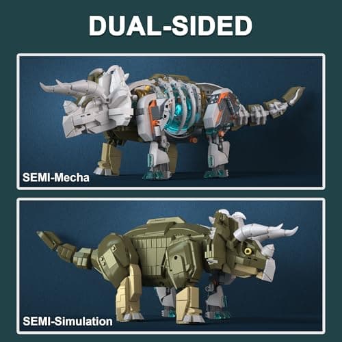 Brixelion Dinosaur Toy Building Sets, Mechanical Dino Buildings Blocks Set for Boys Girls 12+Teens Adults, Creative Model Kits Home Room Office Decor Birthday, Triceratops 1180PCS - Thumbnail 3