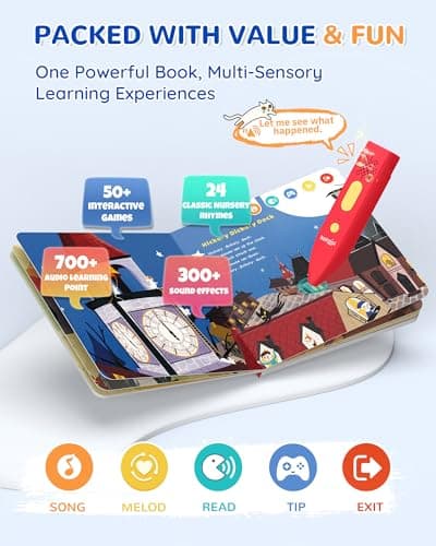 KOKODI Talking Pen Books Set, Interactive Audio Nursery Rhymes with Learning Pen, Educational Sensory Toy, Early Learning Gift for Toddlers Kids, Birthday & Christmas Gifts for Boys Girls Age 2-6 - Thumbnail 4