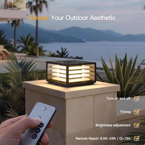 MVBT 11.8'' Solar Post Lights Outdoor, Glass Solar Pillar Lights Outdoor - Thumbnail 5