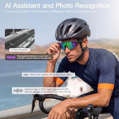 Sport AI Smart Glasses with Camera and EIS Stabilization, Bluetooth 8MP HD Camera 1200P Video Recording, AI Voice Assistant Photo Recognition, Real-Time Translation, Polarized Lenses Sunglasses - Thumbnail 5