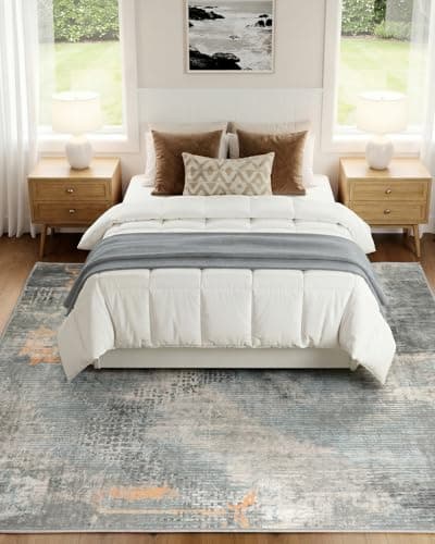 MINIDEAR 5x7 Area Rugs for Living Room, Dining Room Rugs, Washable Rug for Bedroom Non Slip Modern Rug Carpet Mat for Home, Blue-Gray - Thumbnail 2