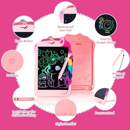LCD Writing Tablet, Unicorn Drawing Pad Doodle Board, Colorful Toddlers Toys Drawing Board, Educational Toys for Boys Girls 3 4 5 6 7 8 Year Old Christmas and Birthday Gifts - Thumbnail 4