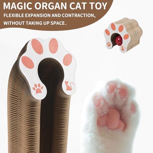 DFQ Kitty Kurlz, Magic Organ Cat Scratching Board Toy with Balls Bells,Made of Recyclable Corrugated Cardboard,Interactive Mental Physical Exercise Cat Toys for Indoor Cats(Brown) - Thumbnail 5