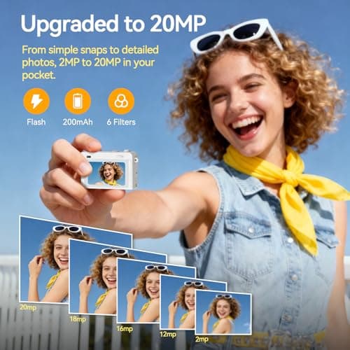 HOTU Mini Keychain Camera, 2K 20 MP Mini Digital Camera with 16G Card for Travel and Vlog, Long Battery Life, Photo Video Camera Compact and Portable for Kids, Teens, Yellow - Thumbnail 3
