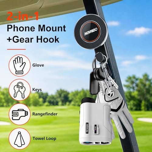 Golf Cart Phone Holder Magnetic for MagSafe iPhone, Zinc Alloy Golf Cart Phone Mount with Gear Hook, 20-Magnet Strong Hold, 360° Rotation for Swing Recording, Fits iPhone 12–17 & Other Phones - Thumbnail 4