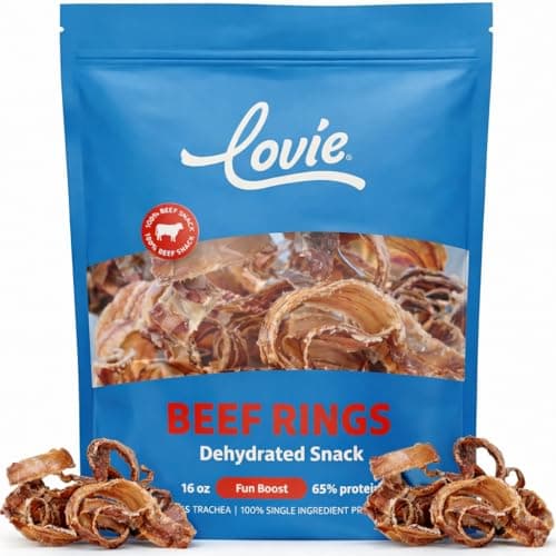 Lovie Beef Lung Dog Treats - Dehydrated Air Dried Soft Bites, Single Ingredient, Protein Rich, 16 oz (Beef Rings)