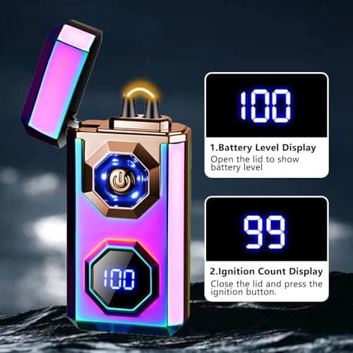 BABOBIU High-Power Arc Lighter - Unique Multi-Color Design, LED Emergency Lighting, USB Rechargeable with Battery Level Display, Zinc Alloy Body for Indoor, Outdoor, Gifts (Color) - Thumbnail 4