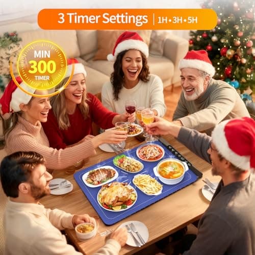 Warming Mat for Food, Silicone Electric Warming Tray with 4 Adjustable Temps & Timer, Food Warming Mat for Countertop, Foldable Portable Food Warmer Mat for Buffets, Parties, Kitchen, Family - Thumbnail 4