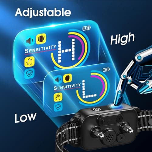 Dog Bark Collar for Large Medium Small Dogs - Smart AI 1S Stop Barking, Anti Barking Device & Dog Training Collar with Beep, Vibration & 8-Level Sensitivity, IP67 Waterproof, USB-C Fast Charge - Black - Thumbnail 5