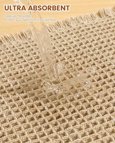 Smiry Waffle Bath Mat 30x20, Extra Soft Absorbent Bathroom Rugs, Non Slip Machine Washable Quick Dry Bath Rugs for Bathroom Floor, Tub, Shower, Home Decor Accessories, Brown - Thumbnail 4