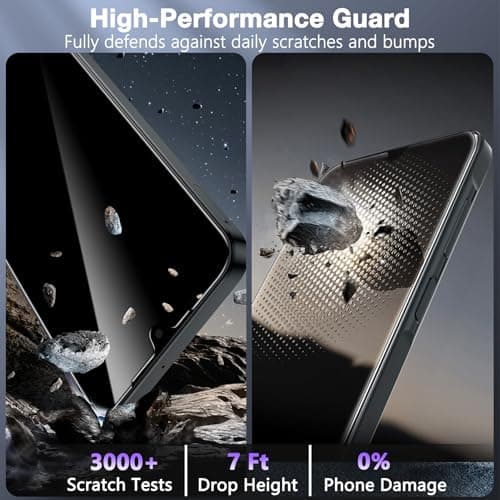 YWXTW [2 Pack Privacy Screen Protector for Samsung Galaxy A17 5G/4G, 25° Anti-Spy Tempered Glass - 9H Anti-Scratch, HD Clear & Sensitive Touch, Case Friendly Screen Guard for Samsung A17 - Thumbnail 4