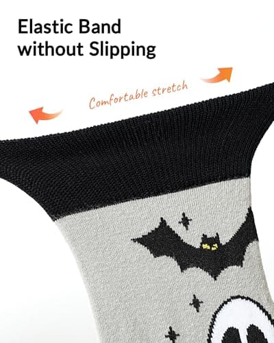 Moyel Ghost Funny Halloween Socks for Men Adults Cute Gifts for Him Boyfriend Husband on Birthday Christmas Valentines Day Anniversary Wedding Day Spooky Gift Ideas Boo Basket Stuffers for Him - Thumbnail 6