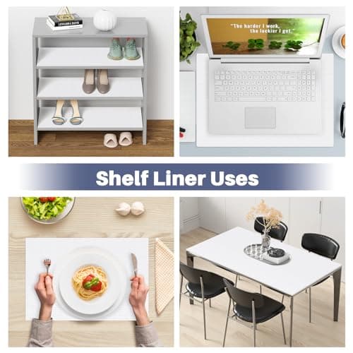 StaHom Drawer Liner, Shelf Liners for Kitchen Cabinet Waterproof & Oil-Proof Cupboard Liner Non-Slip Drawer Mat PVC Material Non Adhesive Kitchen Liner for Countertop White 17.5 x 78.7 - Thumbnail 2