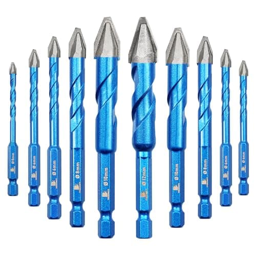 BRSCHNITT Head Eccentric Drill Bit 3/16",1/4"*4,5/16"*2,3/8"*2,1/2"- Carbide Tipped Drill bit Masonry Drill Bit Sets for Porcelain Ceramic Tiles Glass Hard Plastic Cement/Granite etc - Image 1