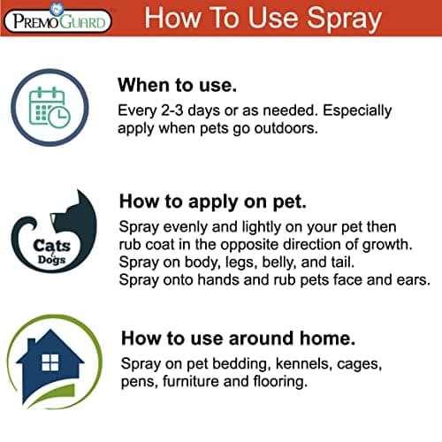 Premo Guard Pet Protector Spray - 32 oz - Kills Mites, Fleas, Ticks, & Mosquitoes - for Dogs, Cats, & Home - Natural Plant Based Oils for Control, Prevention & Treatment - Family Safe - Thumbnail 5