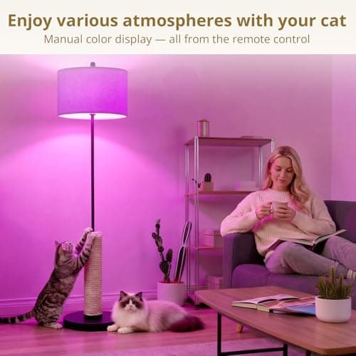 61 Inches Cat Scratching Post with Floor Lamp,Durable Natural Sisal and Heavy Duty Base,Suitable for Living Room Bedroom Dining Room Kitchen - Thumbnail 6