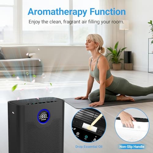 Air Purifiers for Home Large Room Up to 2216 Ft², Cobectal Pet Air Cleaner with 3-in-1 Filter, PM2.5 Air Quality Sensor, Aroma Function, Room Air Purifier for Home, Office, RVs, Black - Thumbnail 5