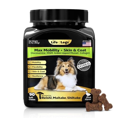 Life4Legs - Hip and Joint Chews for Dogs + Skin and Coat Supplement - Dog Joint Pain Relief Treats - Glucosamine, Chondroitin, MSM, Hemp Oil, Turmeric, Omega 3 for Dogs, Mobility Dog Health Supplies - Image 1