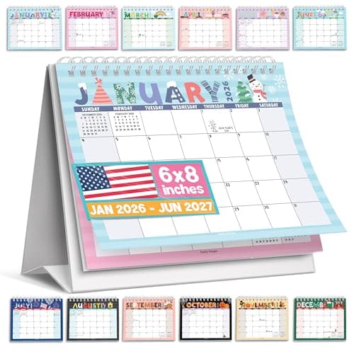 Small Desk Calendar 2026-18-Month 2026 Desk Calendar Small for Home, Office & Classroom, Standing Flip Desks Calendars 2026-2027, Teacher Appreciation Gifts, Graduation Gifts - Image 1