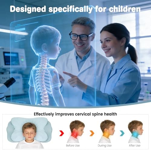 2026 New Toddler Pillow, Kids Cervical Pillow for Neck and Shoulder, Cooling Orthopedic Memory Foam Pillow,Ergonomic Neck Support Pillow for Side,Back and Stomach Sleepers,Odorless Aged 3-10 Years Old - Thumbnail 3