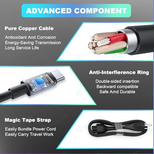 130W USB Type C Laptop Charger Compatible with Dell XPS 15 17 9500 9510 9520 9530 9700 9710 9720 2in1,Precision 5550 5560 5530 5570 5470 5480 5760,Latitude 5431 5531 AC Adapter Computer Power Cord - Thumbnail 6