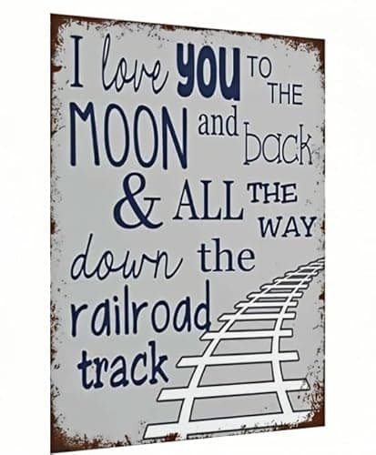 Carastora I Love You To The Moon And Back Train Metal Tin Sign – Vintage Wall Décor for Home & Garage, for Train Lovers, 8x12 Inch - Image 1