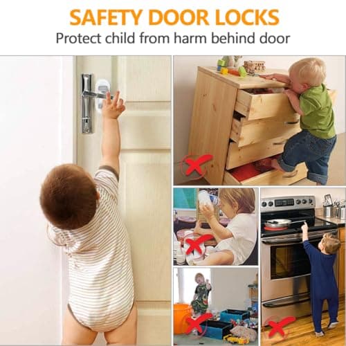 4-Pack Door Handle Baby Proof Lock – Child Proof Door Lever Lock for Kids Safety – Stops Toddler, Dog & Cat from Opening Doors – Easy One-Hand Adult Use, No-Drill Adhesive – Fits Home Bath/Kitchen - Thumbnail 2