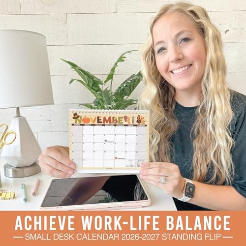 Small Desk Calendar 2026-18-Month 2026 Desk Calendar Small for Home, Office & Classroom, Standing Flip Desks Calendars 2026-2027, Teacher Appreciation Gifts, Graduation Gifts - Thumbnail 2