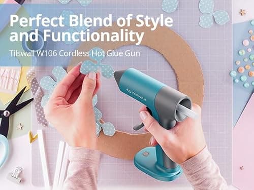 Tilswall Cordless Hot Glue Gun, Rapid 30s Preheat, Mini glue gun and sticks set with 2000mAh Type-C Rechargeable, Smart Power Off, 20 Premium Glue Sticks, Ideal for DIY Crafts, Gift Making Blue - Thumbnail 2