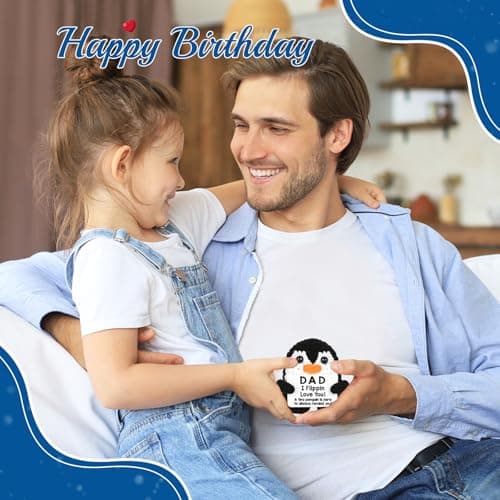 Fathers Day Dad Gifts from Daughter Son Birthday, Handmade Crochet Penguin Father's Day Dad Birthday Gifts, Mini Funny I Love You Gift for Dads Bonus Step Daddy Father Mens Positive Cute Decor - Thumbnail 4