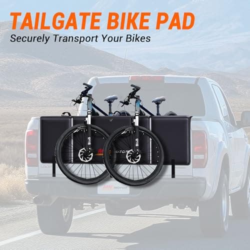 MNJ MOTOR Tailgate Bike Pad, Pickup Truck Tailgate Pad Carry 5 Mountain Bikes Tailgate Cover Tailgate Protection Pad with Reflective Strips Tool Pockets and Rear Camera Opening - Thumbnail 2