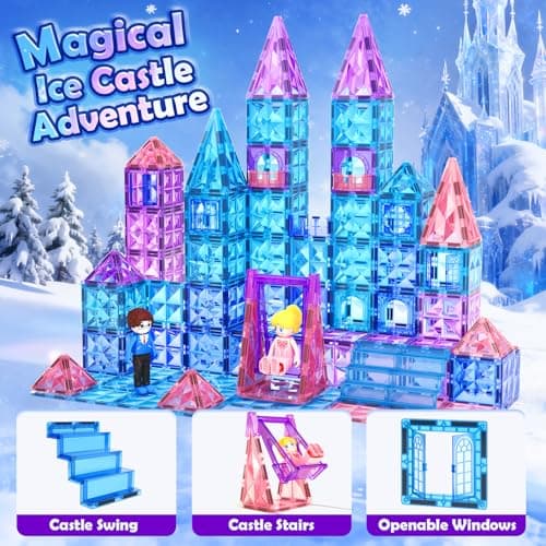 Coodoo Diamond Magnetic Tiles & Building Blocks — Princess Toys for Girls & Boys, Toddler Girl Gifts, 3 4 5 6 Year Old Gifts, Toys for Ages 3-8, 3 Year Old Birthday & Xmas Present - Thumbnail 2