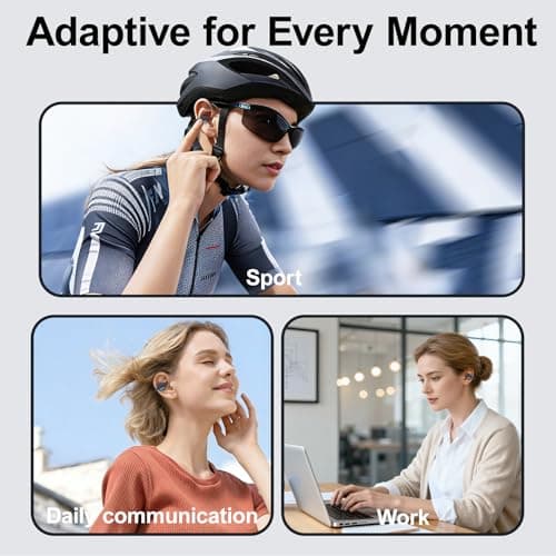 Molufeibe Open Ear Earbuds Wireless Bluetooth - Clip on Ear Buds Comfortable for All Ears， ENC Noise Cancelling Headphones with 50H Play Time, IPX5 Waterproof for Sports - Purple - Thumbnail 4