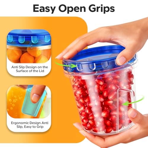HOMETALL Freezer Storage Containers, [6 Pack- 33/24/17 OZ] Airtight Plastic Food Storage Containers with Twist Top Lids, Soup, Meal Prep Containers | BPA Free | Stackable | Leakproof | Microwave Safe - Thumbnail 4