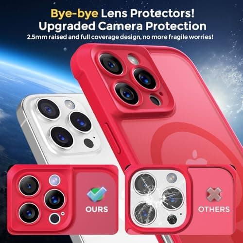 Thomo Magnetic for iPhone 16 Pro Case, [Full Camera Protection] [Compatible with Magsafe] Military-Grade Shockproof, Anti-Fingerprint Translucent Matte Phone Case,Red - Thumbnail 4