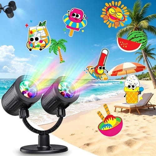 Toodour LED Projector Lights Outdoor, Double Head Dynamic Pool Lights Projector with Timer, Waterproof Indoor Outdoor Decorations Light for Beach Pool Home Window Wall Decor - Image 1