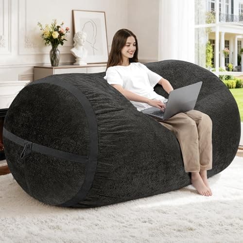Homguava 4FT Bean Bag Chair Giant Bean Bag Chairs for Adults with Memory Foam Filled,Beanbag Chair with Soft Faux Fur Cover,Comfy Bean Bag Sofa Lounger for Living Room,Game Room,Bedroom - Image 1