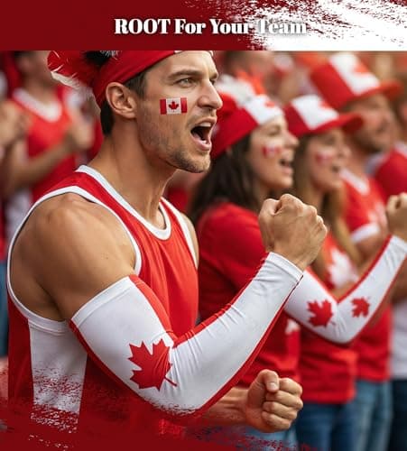Aegend Arm Sleeves for Men Father's Day, Mundial 2026,Sports Canada Flag Arm Sleeves for Baseball Football Basketball,Youth & Adult Sizes,2Pairs - Thumbnail 2