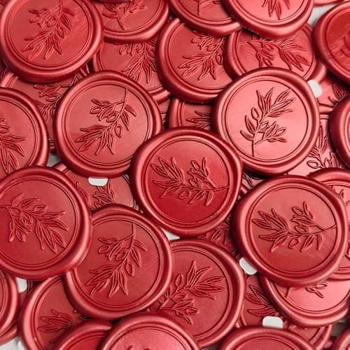 Pilloze 50 Pcs Red Wax Seal Stickers Self- Adhesive Wedding Invitation Seal Stickers, Perfect for Invitation Cards, Envelopes Christmas Cards, Gift Wrapping, Party Menu Decor